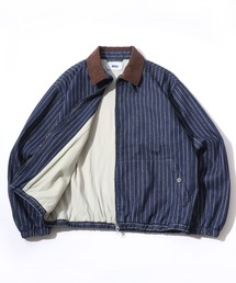 MRU（エムアールユー）の「2026SS MRU/エムアールユー オーバーサイズ T/Cツイル デニム ストライプ 襟コーデュロイ ダブルジップ ハンティングジャケット スイングトップ ライトブルゾン（ブルゾン）」