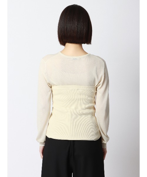 SUIT SQUARE(スーツスクエア)の「CHANTOWA クルーネックシアーニット 長袖 ウォッシャブル ベアトップ付き(Tシャツ/カットソー・レディース・ホワイト系/ブラック系・38(9号))」の5枚目の写真