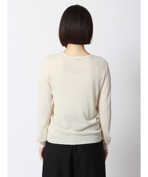 SUIT SQUARE(スーツスクエア)の「CHANTOWA クルーネックシアーニット 長袖 ウォッシャブル ベアトップ付き(Tシャツ/カットソー・レディース・ホワイト系/ブラック系・38(9号))」の7枚目の写真