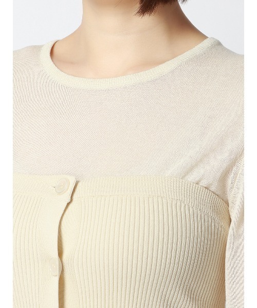 SUIT SQUARE(スーツスクエア)の「CHANTOWA クルーネックシアーニット 長袖 ウォッシャブル ベアトップ付き(Tシャツ/カットソー・レディース・ホワイト系/ブラック系・38(9号))」の8枚目の写真