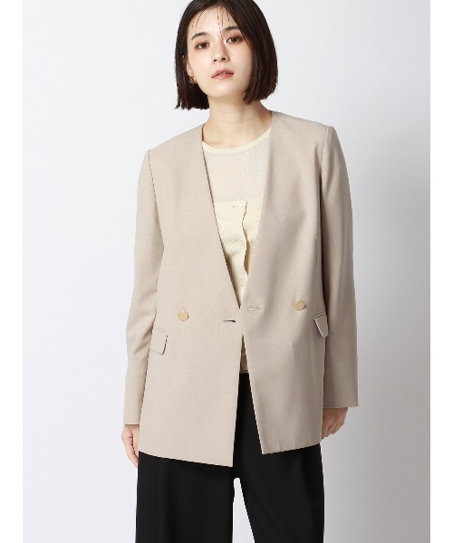 SUIT SQUARE(スーツスクエア)の「CHANTOWA クルーネックシアーニット 長袖 ウォッシャブル ベアトップ付き(Tシャツ/カットソー・レディース・ホワイト系/ブラック系・38(9号))」の12枚目の写真