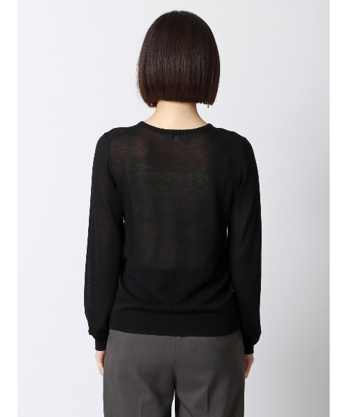 SUIT SQUARE(スーツスクエア)の「CHANTOWA クルーネックシアーニット 長袖 ウォッシャブル ベアトップ付き(Tシャツ/カットソー・レディース・ホワイト系/ブラック系・38(9号))」の18枚目の写真