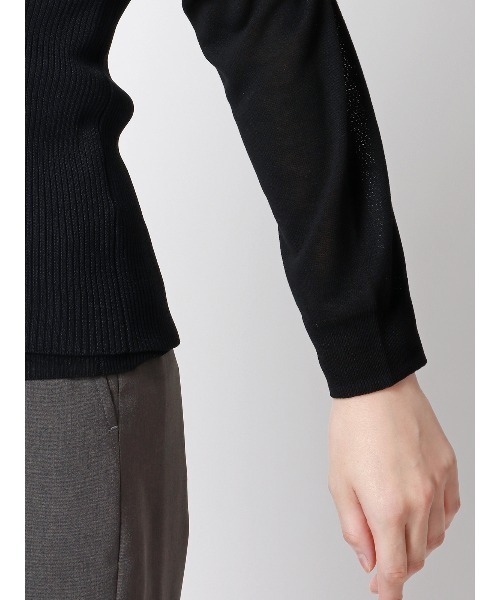 SUIT SQUARE(スーツスクエア)の「CHANTOWA クルーネックシアーニット 長袖 ウォッシャブル ベアトップ付き(Tシャツ/カットソー・レディース・ホワイト系/ブラック系・38(9号))」の20枚目の写真