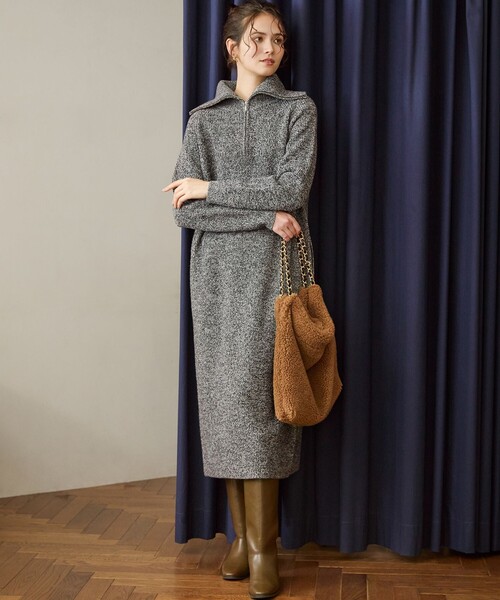 未使用級⭐︎23区【SLOW/一部店舗限定】ウールニット ワンピース　グレー　38 SLOW/一部店舗限定】ソフトウール ニット ワンピース（ワンピース