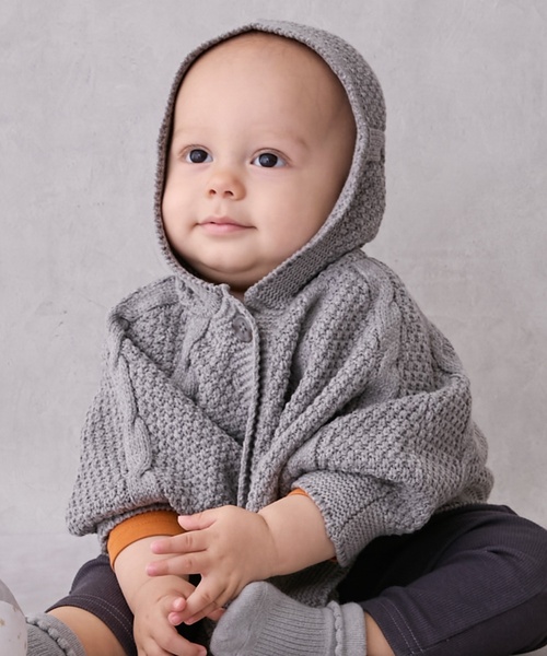 petit main（プティマイン）の「ニットケープ（その他ベビーウェア・キッズ・トップグレー/アイボリー・F）」の10枚目の写真