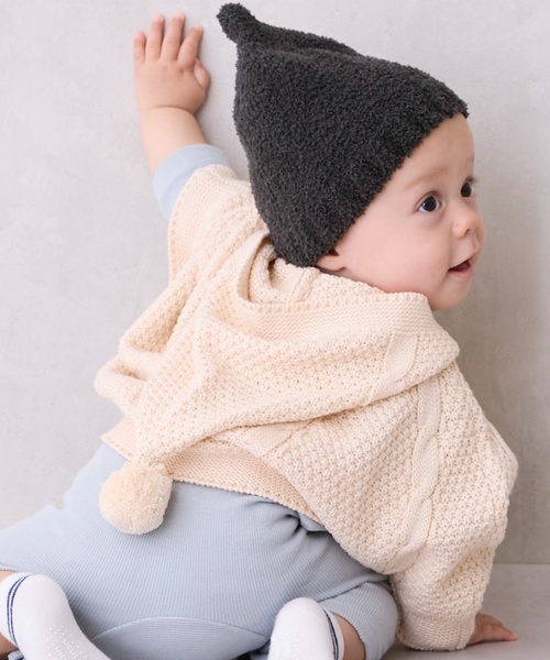 petit main（プティマイン）の「ニットケープ（その他ベビーウェア・キッズ・トップグレー/アイボリー・F）」の6枚目の写真