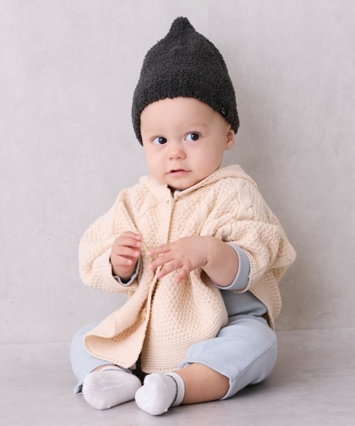 petit main（プティマイン）の「ニットケープ（その他ベビーウェア・キッズ・トップグレー/アイボリー・F）」の4枚目の写真