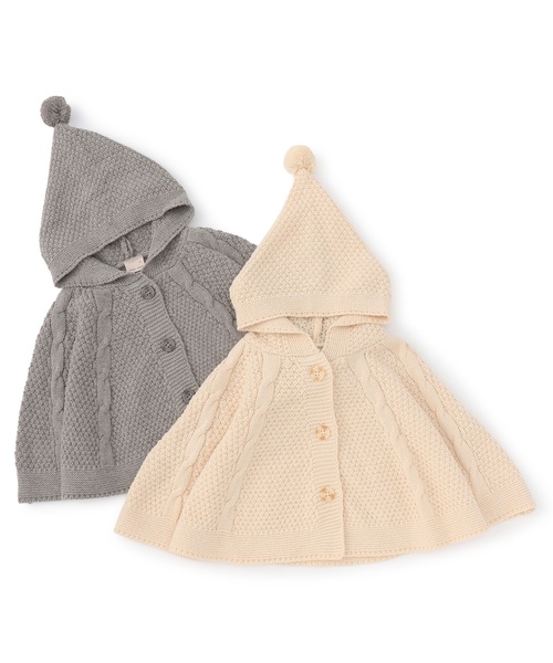 petit main（プティマイン）の「ニットケープ（その他ベビーウェア・キッズ・トップグレー/アイボリー・F）」の20枚目の写真