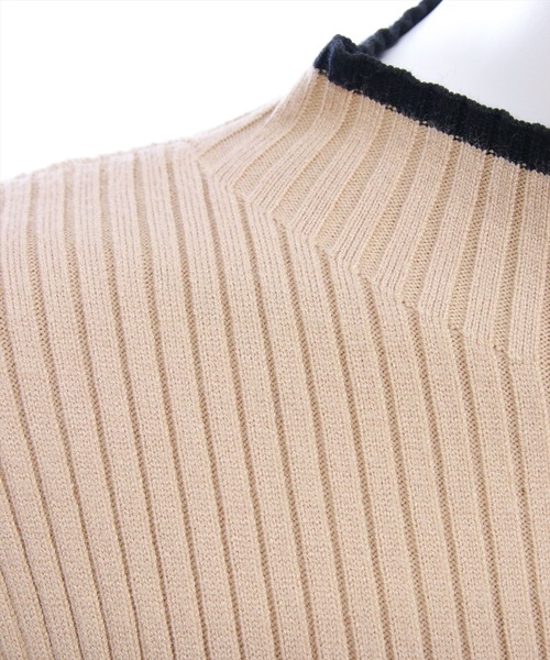 CLEAR BASIC（クリアベーシック）の「配色リボンフレアロングニットワンピース[大人 フェミニン 上品]≪AW新作≫（ワンピース・レディース・ベージュ/ブラック・F）」の14枚目の写真