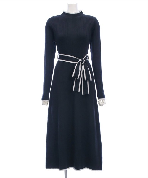 CLEAR BASIC（クリアベーシック）の「配色リボンフレアロングニットワンピース[大人 フェミニン 上品]≪AW新作≫（ワンピース・レディース・ベージュ/ブラック・F）」の16枚目の写真