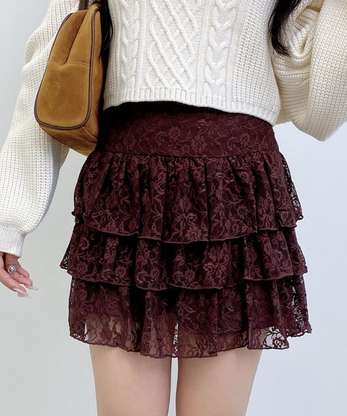 INGNI（イング）の「レースフリルミニスカパン（スカート・レディース・オフホワイト/ブラウン/ブラック・FREE）」の13枚目の写真