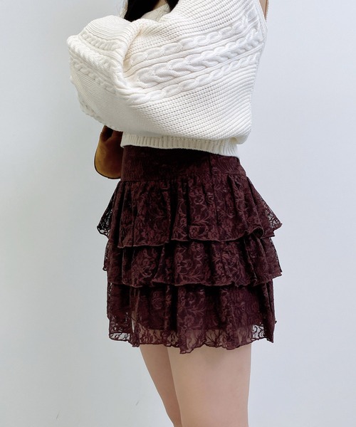INGNI（イング）の「レースフリルミニスカパン（スカート・レディース・オフホワイト/ブラウン/ブラック・FREE）」の12枚目の写真