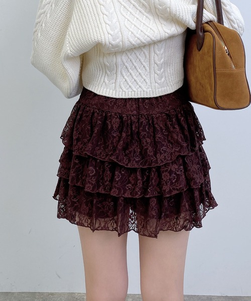 INGNI（イング）の「レースフリルミニスカパン（スカート・レディース・オフホワイト/ブラウン/ブラック・FREE）」の18枚目の写真