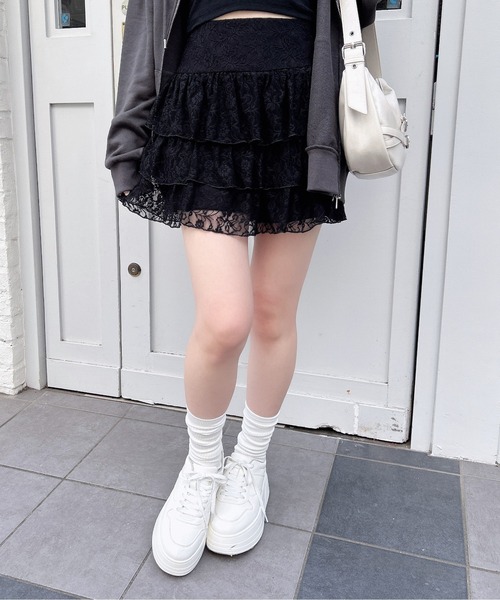 INGNI（イング）の「レースフリルミニスカパン（スカート・レディース・オフホワイト/ブラウン/ブラック・FREE）」の20枚目の写真