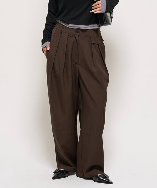 WHO'S WHO gallery（フーズフーギャラリー）の「【WEB限定】HiNTワイドスラックス（スラックス・レディース・ブラック/ブラウン・SMALL/MEDIUM）」の2枚目の写真