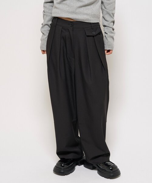 WHO'S WHO gallery（フーズフーギャラリー）の「【WEB限定】HiNTワイドスラックス（スラックス・レディース・ブラック/ブラウン・SMALL/MEDIUM）」の3枚目の写真