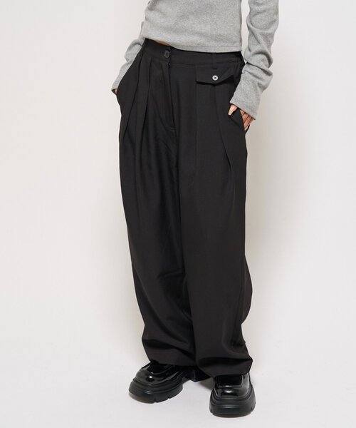 WHO'S WHO gallery（フーズフーギャラリー）の「【WEB限定】HiNTワイドスラックス（スラックス・レディース・ブラック/ブラウン・SMALL/MEDIUM）」の4枚目の写真