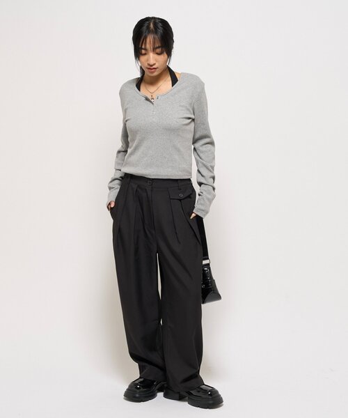 WHO'S WHO gallery（フーズフーギャラリー）の「【WEB限定】HiNTワイドスラックス（スラックス・レディース・ブラック/ブラウン・SMALL/MEDIUM）」の8枚目の写真