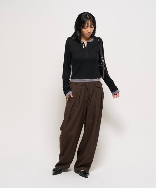 WHO'S WHO gallery（フーズフーギャラリー）の「【WEB限定】HiNTワイドスラックス（スラックス・レディース・ブラック/ブラウン・SMALL/MEDIUM）」の14枚目の写真