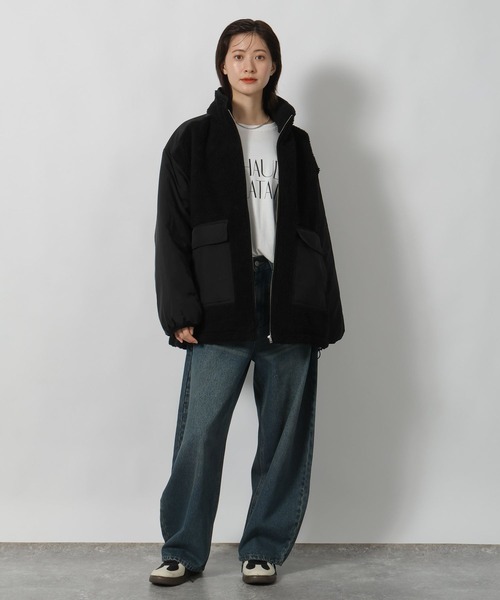 LAKOLE（ラコレ）の「異素材スタンドボアブルゾン / 496626（ブルゾン・レディース・アイボリー/ブラック/ベージュ・FREE）」の9枚目の写真