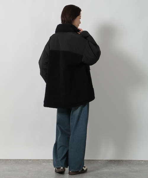 LAKOLE（ラコレ）の「異素材スタンドボアブルゾン / 496626（ブルゾン・レディース・アイボリー/ブラック/ベージュ・FREE）」の6枚目の写真