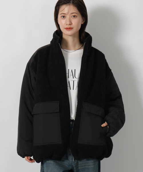 LAKOLE（ラコレ）の「異素材スタンドボアブルゾン / 496626（ブルゾン・レディース・アイボリー/ブラック/ベージュ・FREE）」の8枚目の写真