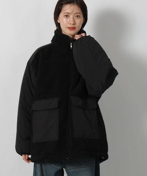 LAKOLE（ラコレ）の「異素材スタンドボアブルゾン / 496626（ブルゾン・レディース・アイボリー/ブラック/ベージュ・FREE）」の5枚目の写真