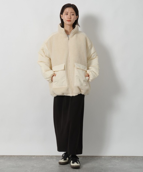 LAKOLE（ラコレ）の「異素材スタンドボアブルゾン / 496626（ブルゾン・レディース・アイボリー/ブラック/ベージュ・FREE）」の11枚目の写真