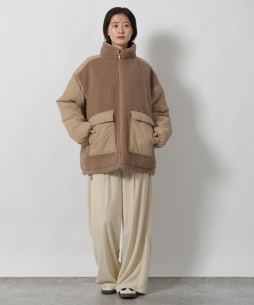 LAKOLE（ラコレ）の「異素材スタンドボアブルゾン / 496626（ブルゾン・レディース・アイボリー/ブラック/ベージュ・FREE）」の7枚目の写真