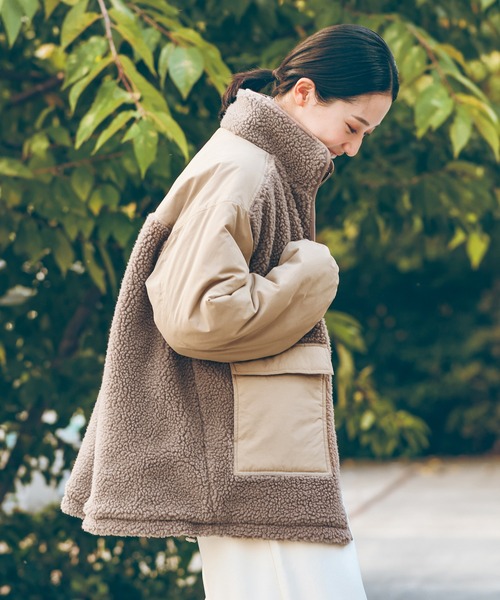 LAKOLE(ラコレ)の「異素材スタンドボアブルゾン / 496626(ブルゾン・レディース・アイボリー/ブラック/ベージュ・FREE)」の11枚目の写真