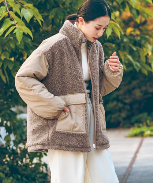 LAKOLE(ラコレ)の「異素材スタンドボアブルゾン / 496626(ブルゾン・レディース・アイボリー/ブラック/ベージュ・FREE)」の9枚目の写真