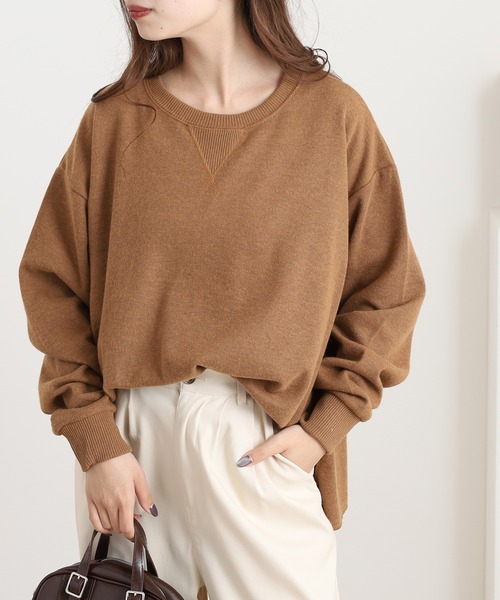 OMNES（オムネス）の「ニットリブAライン長袖プルオーバー（ニット/セーター・レディース・チャコール/キャメル/ローズ・FREE）」の2枚目の写真