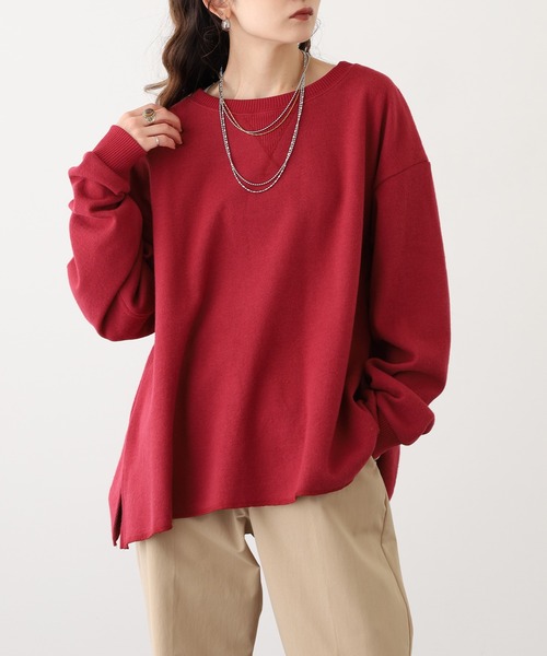 OMNES（オムネス）の「ニットリブAライン長袖プルオーバー（ニット/セーター・レディース・チャコール/キャメル/ローズ・FREE）」の3枚目の写真