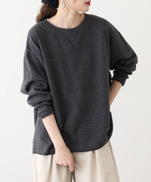 OMNES（オムネス）の「ニットリブAライン長袖プルオーバー（ニット/セーター・レディース・チャコール/キャメル/ローズ・FREE）」の4枚目の写真