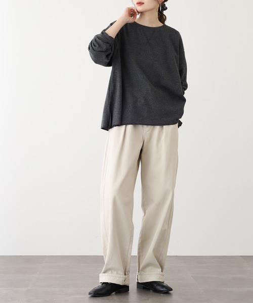 OMNES（オムネス）の「ニットリブAライン長袖プルオーバー（ニット/セーター・レディース・チャコール/キャメル/ローズ・FREE）」の7枚目の写真