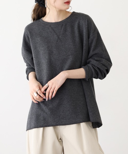 OMNES（オムネス）の「ニットリブAライン長袖プルオーバー（ニット/セーター・レディース・チャコール/キャメル/ローズ・FREE）」の6枚目の写真