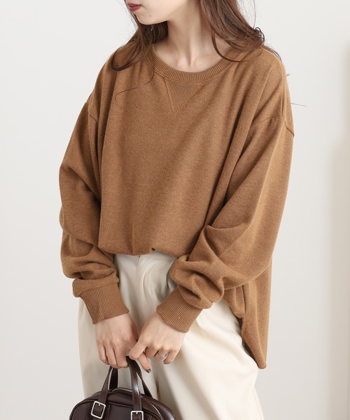 OMNES（オムネス）の「ニットリブAライン長袖プルオーバー（ニット/セーター・レディース・チャコール/キャメル/ローズ・FREE）」の8枚目の写真