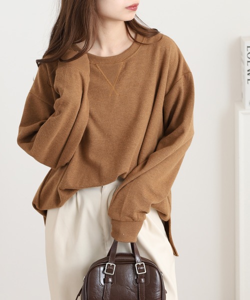 OMNES（オムネス）の「ニットリブAライン長袖プルオーバー（ニット/セーター・レディース・チャコール/キャメル/ローズ・FREE）」の9枚目の写真