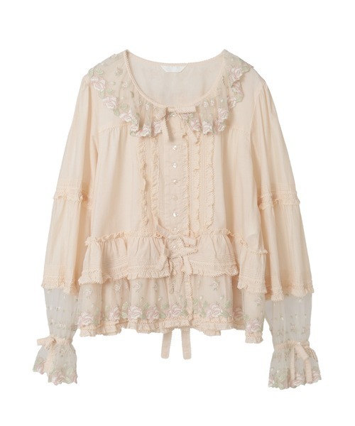 【ほぼ新品】ピンクハウス◆チェリーレーンチェックブラウス◆さくらんぼ柄 ほぼ新品】ピンクハウス◇チェリーレーンチェックブラウス