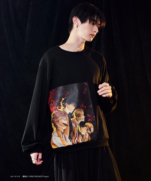 セール】【WIND BREAKERコラボ】プリントバックロゴ刺繍スウェット