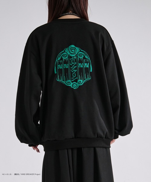 セール】【WIND BREAKERコラボ】プリントバックロゴ刺繍スウェット