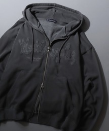 MARK GONZALES ARTWORK COLLECTION/マークゴンザレス 別注 グランジ ヴィンテージライク オーバーサイズ ダブルジップ 裏毛 フルジップパーカー フーディー パーカー スウェット レディース メンズ