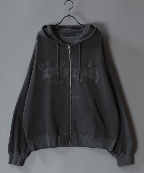 Mark Gonzales（マーク・ゴンザレス）の「MARK GONZALES ARTWORK COLLECTION/マークゴンザレス 別注 グランジ ヴィンテージライク オーバーサイズ ダブルジップ 裏毛 フルジップパーカー フーディー パーカー スウェット レディース メンズ（パーカー・メンズ・チャコール/ホワイト/ブラック・M/L/XL）」の8枚目の写真