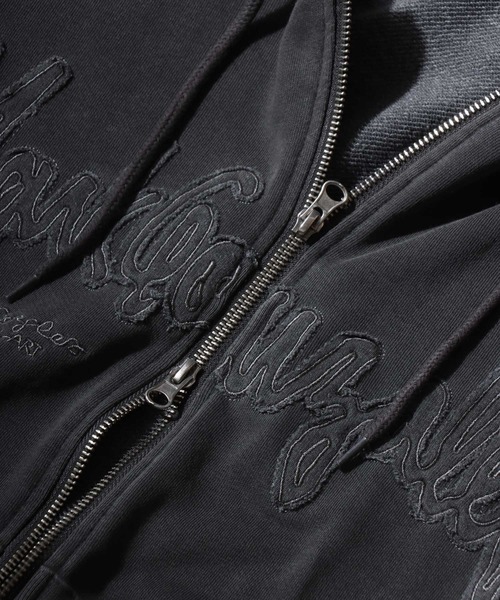 Mark Gonzales（マーク・ゴンザレス）の「MARK GONZALES ARTWORK COLLECTION/マークゴンザレス 別注 グランジ ヴィンテージライク オーバーサイズ ダブルジップ 裏毛 フルジップパーカー フーディー パーカー スウェット レディース メンズ（パーカー・メンズ・チャコール/ホワイト/ブラック・M/L/XL）」の16枚目の写真