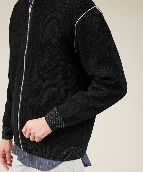 ABAHOUSE GRAY（アバハウスグレイ）の「ダブルフェイス カノコ ドライバーズニット（ニット/セーター・メンズ・ブラック/ライトベージュ/グレー/オフホワイト・46/48）」の9枚目の写真