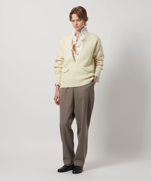 LOEFF(ロエフ)の「<LOEFF>スリットネック ニット プルオーバー(ニット/セーター・レディース・オフホワイト/ネイビー・FREE)」の6枚目の写真