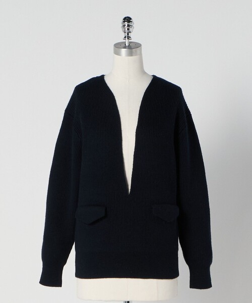 LOEFF(ロエフ)の「<LOEFF>スリットネック ニット プルオーバー(ニット/セーター・レディース・オフホワイト/ネイビー・FREE)」の11枚目の写真