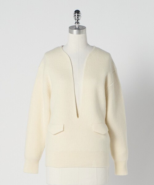 LOEFF(ロエフ)の「<LOEFF>スリットネック ニット プルオーバー(ニット/セーター・レディース・オフホワイト/ネイビー・FREE)」の18枚目の写真