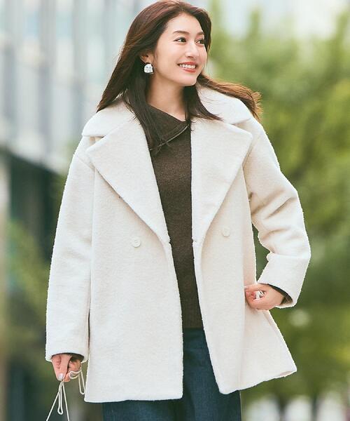 grove（グローブ）の「ふんわりまとう、オーバーサイズテーラーコート（チェスターコート・レディース・ブラック系1/ライトベージュ/グレー・02/03/01/04/05）」の19枚目の写真