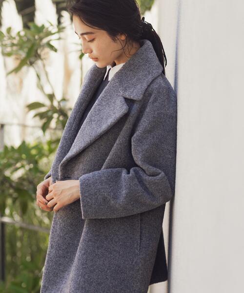 grove（グローブ）の「ふんわりまとう、オーバーサイズテーラーコート（チェスターコート・レディース・ブラック系1/ライトベージュ/グレー・02/03/01/04/05）」の21枚目の写真